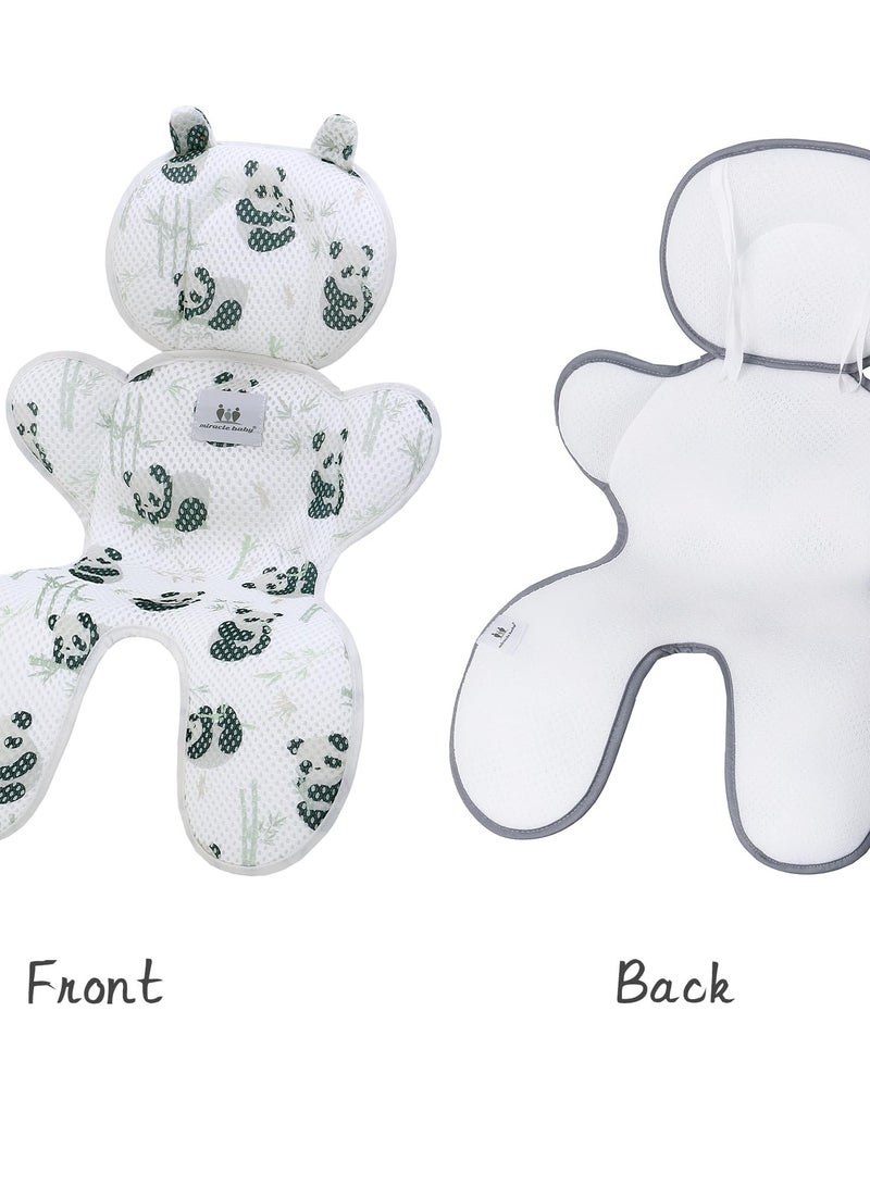 Baby 3D Mesh Stroller Seat Liner Pad, Breathable Stroller Liner Insert Cover, Panda Bamboo Design, Comfortable Stroller Cushion Pad for Baby Infants - Image 2