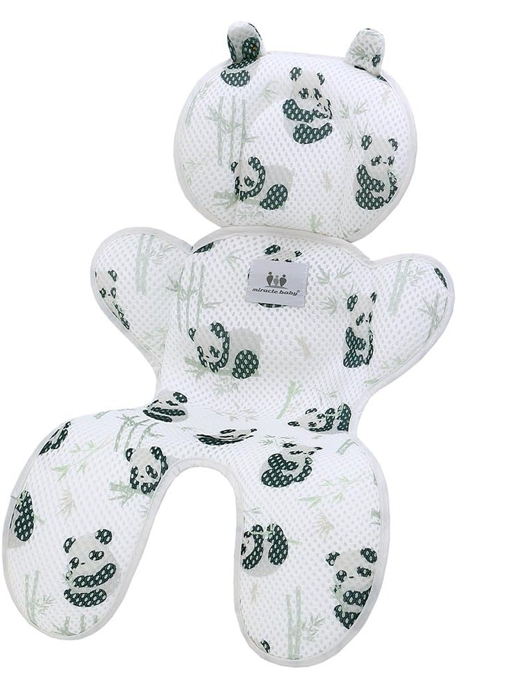 Baby 3D Mesh Stroller Seat Liner Pad, Breathable Stroller Liner Insert Cover, Panda Bamboo Design, Comfortable Stroller Cushion Pad for Baby Infants - Image 1