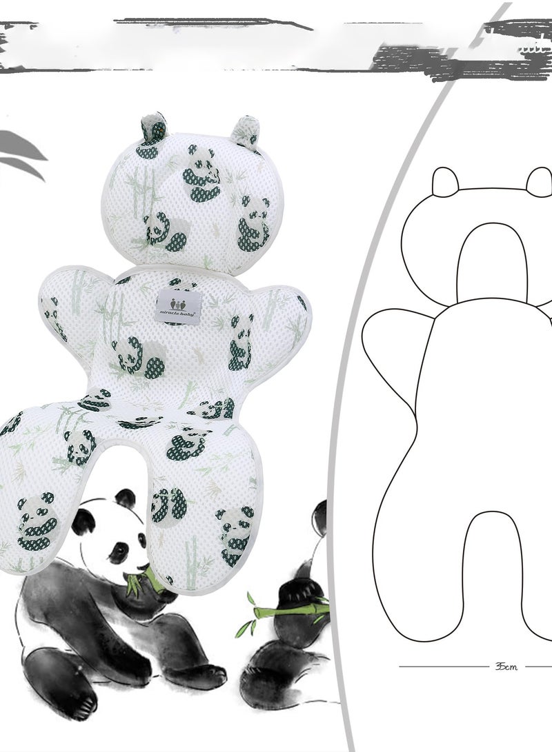 Baby 3D Mesh Stroller Seat Liner Pad, Breathable Stroller Liner Insert Cover, Panda Bamboo Design, Comfortable Stroller Cushion Pad for Baby Infants - Image 3