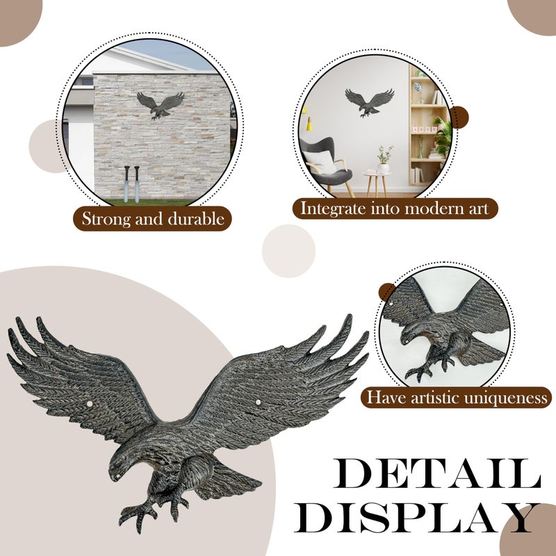 Linton Arts Metal Eagle Wall Decor â€“ Cast Iron Patriotic Decoration Wall Art for Outdoor & Indoor, American Eagle Wall Hanging for Home, Garden, Patio, Door,Garage Decoration - Image 4