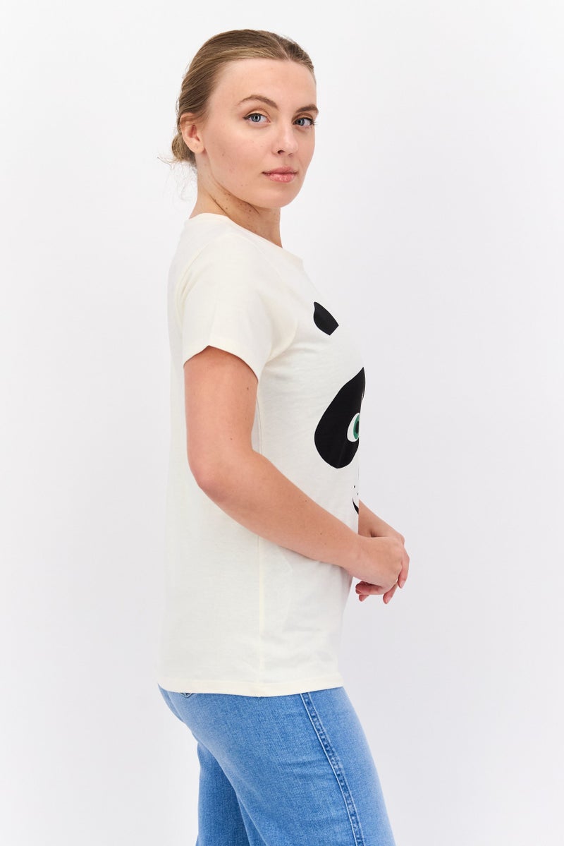 Kung Fu Panda Women Round Neck Short Sleeves Graphic Print T-Shirt, Off White - Image 3