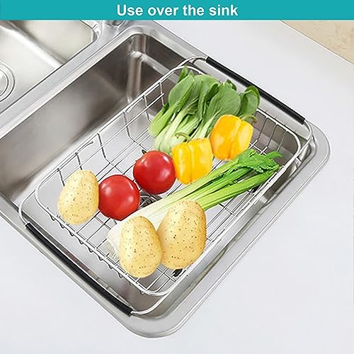 iPEGTOP Expandable Dish Drying Rack Organizer and Utensil Cutlery Holder, 304 Stainless Steel Over Sink Dish Rack, Dish Drainer in Sink or On Counter, Rustproof - Image 3