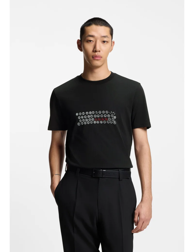 هوجو Cotton-jersey T-shirt with printed artwork