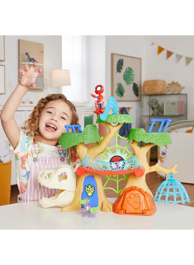 SPIDEY AND HIS AMAZING FRIENDS سبايدي وأصدقاؤه المذهلون مجموعة ألعاب شجرة الديناصورات من مارفل، مجموعة تماثيل أكشن سبايدر مان وغوبلين رابتور بحجم 4 إنش، للأعمار من 3 سنوات وما فوق - Image 5