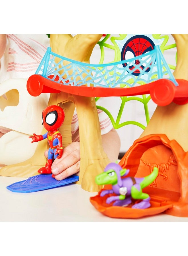 SPIDEY AND HIS AMAZING FRIENDS سبايدي وأصدقاؤه المذهلون مجموعة ألعاب شجرة الديناصورات من مارفل، مجموعة تماثيل أكشن سبايدر مان وغوبلين رابتور بحجم 4 إنش، للأعمار من 3 سنوات وما فوق - Image 3