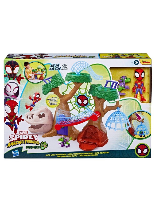 SPIDEY AND HIS AMAZING FRIENDS سبايدي وأصدقاؤه المذهلون مجموعة ألعاب شجرة الديناصورات من مارفل، مجموعة تماثيل أكشن سبايدر مان وغوبلين رابتور بحجم 4 إنش، للأعمار من 3 سنوات وما فوق - Image 2