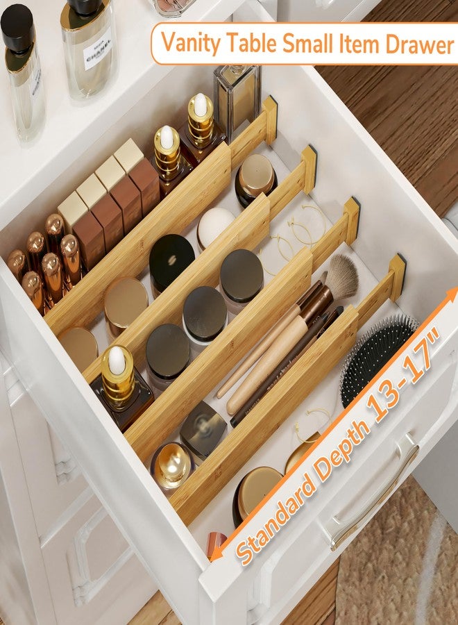 BAMEOS 3" H Large Bamboo Drawer Dividers Adjustable Drawer Organization Expandable Drawer Organizer Utensil Organizers for Kitchen Dresser Bathroom Bedroom and Office 4-pack - Image 5