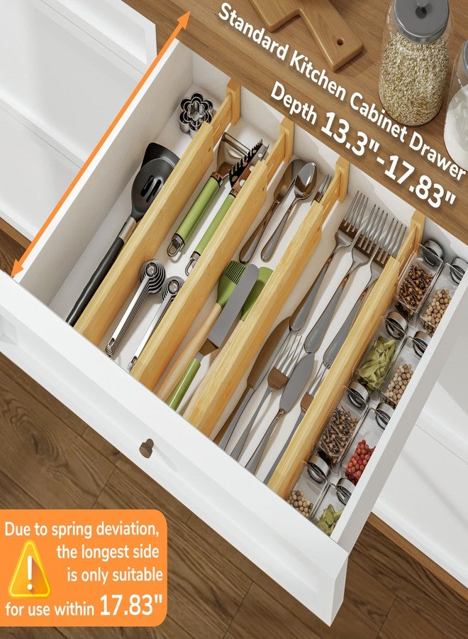 BAMEOS 3" H Large Bamboo Drawer Dividers Adjustable Drawer Organization Expandable Drawer Organizer Utensil Organizers for Kitchen Dresser Bathroom Bedroom and Office 4-pack - Image 4