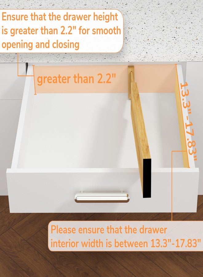 BAMEOS 3" H Large Bamboo Drawer Dividers Adjustable Drawer Organization Expandable Drawer Organizer Utensil Organizers for Kitchen Dresser Bathroom Bedroom and Office 4-pack - Image 3