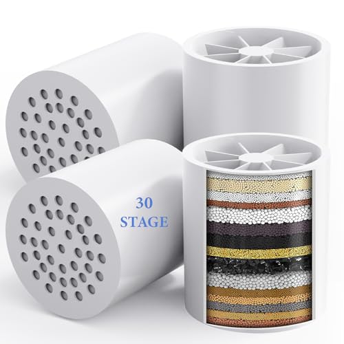 VeoryFly 4 Pack 30 Stage Universal Shower Filter Replacement Cartridge -Removes Chlorine, Heavy Metals, Iron, Sediments-VeoryFly ShowerHead Water Filter Cartridge, Compatible with Universal Shower Filter - Image 1