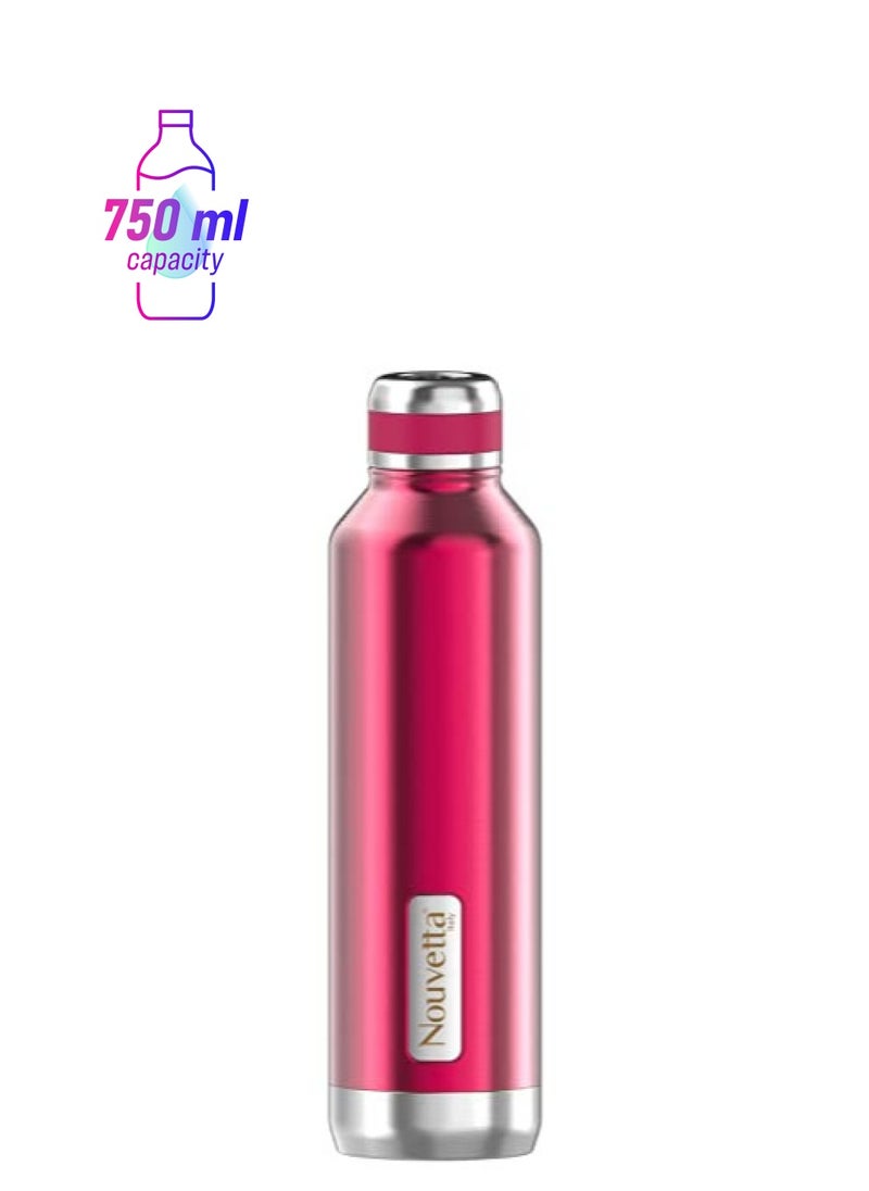 Atlasware Nouvetta Elite Double Wall Stainless Steel Flask Bottle | Day Long Hot and Cold |Easy to Carry | Leak Proof | Tea | Coffee | Home| Office| Gym | Hiking | Trekking | Travel Bottle | 750 ml- Red  - Image 1