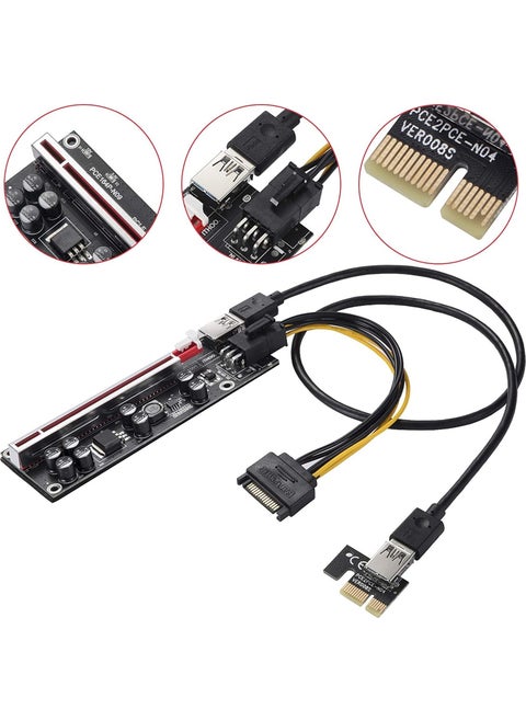 Zauss V009C-PLUS Riser 1X-16X Riser Extender Mining Rig PCI-E