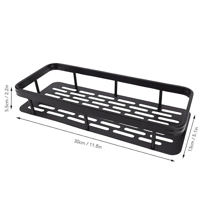 Copelle Self-Adhesive Multipurpose Bathroom Shelves | Space-Saving Storage Organizer Racks for Bathroom and Kitchen Accessories | Stylish Wall Stand for Home, Office Use (Black-Pack of 1) (1) - Image 2