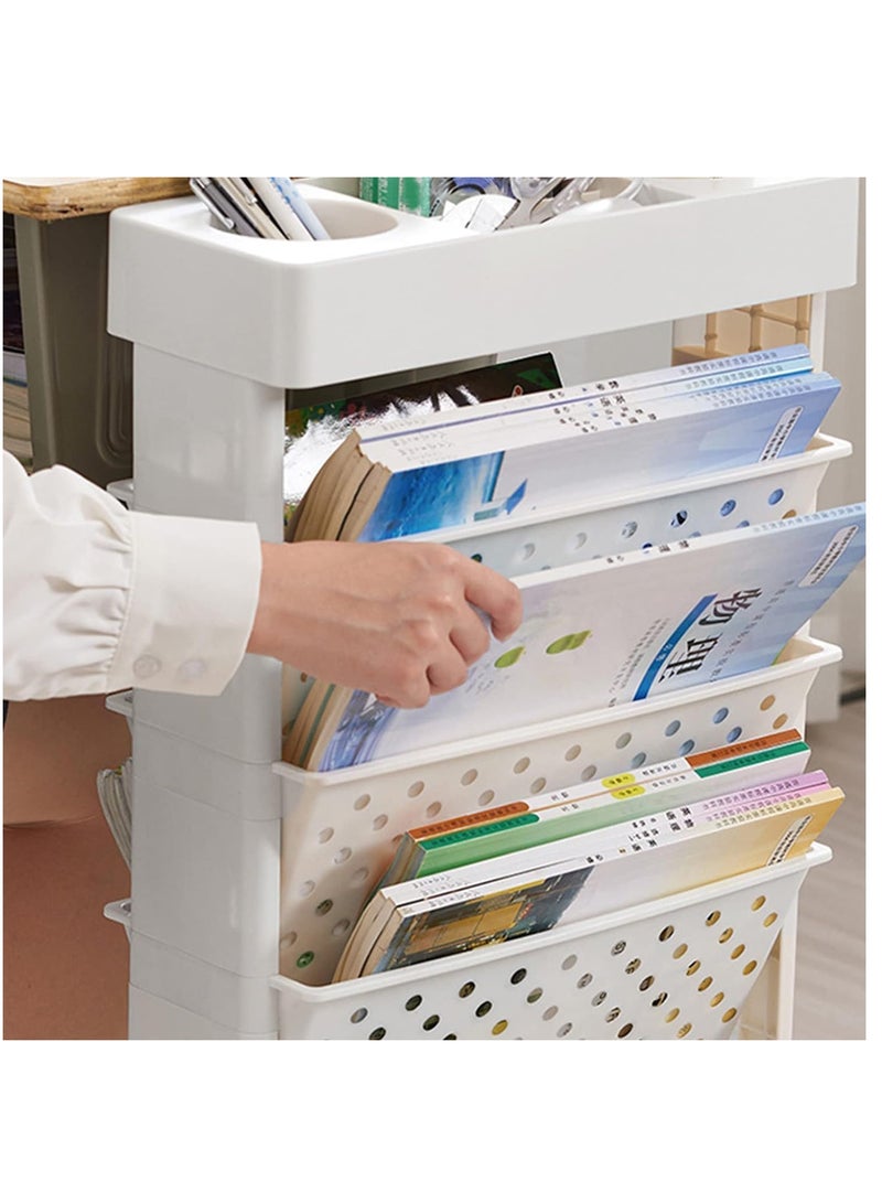 Cozy Nest 5-Tier Bookshelf Storage Cart with Wheels Multi-Functional Movable Toy Storage Organizer,Narrow Space-Saving Utility Shelf for Home,Office,Dorm,and Classroom,Durable,and Easy to Move - Image 4