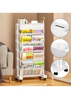 Cozy Nest 5-Tier Bookshelf Storage Cart with Wheels Multi-Functional Movable Toy Storage Organizer,Narrow Space-Saving Utility Shelf for Home,Office,Dorm,and Classroom,Durable,and Easy to Move  - Image 3