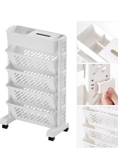 Cozy Nest 5-Tier Bookshelf Storage Cart with Wheels Multi-Functional Movable Toy Storage Organizer,Narrow Space-Saving Utility Shelf for Home,Office,Dorm,and Classroom,Durable,and Easy to Move  - Image 2