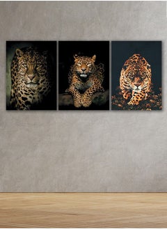 ماركتنا لوحة جدارية فنية لتزين الحائط بتصميم نمر ، ثلاث قطع ،مقاس120X60سم  - Image 1