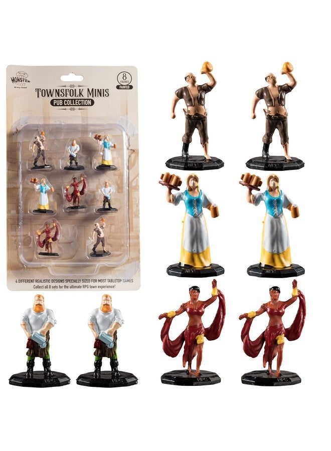 Monster Protectors Monster Townsfolk Mini Fantasy Figures - 8pc Hand-Painted Pub Workers Non Player Character NPC Miniatures- 1" Hex-Sized Compatible w DND Dungeons Dragons Pathfinder RPG Tabletop Games  - Image 2