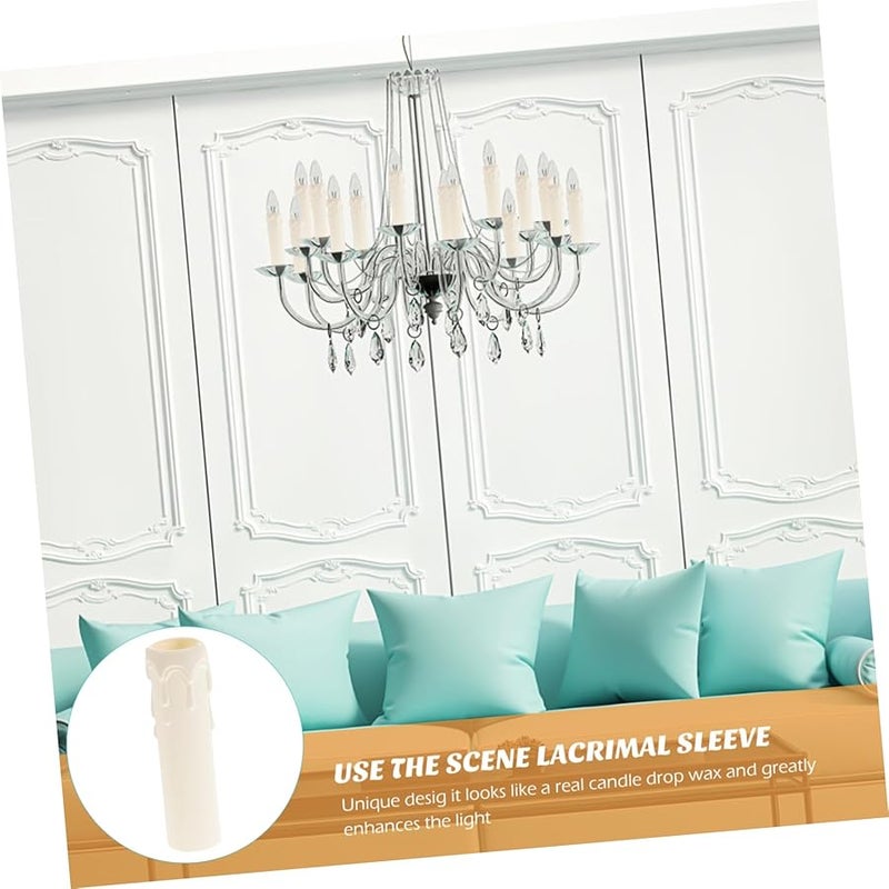 White Candle Sleeves 20 Pcs Chandelier Holders Durable Socket Tubes Covers - Image 5