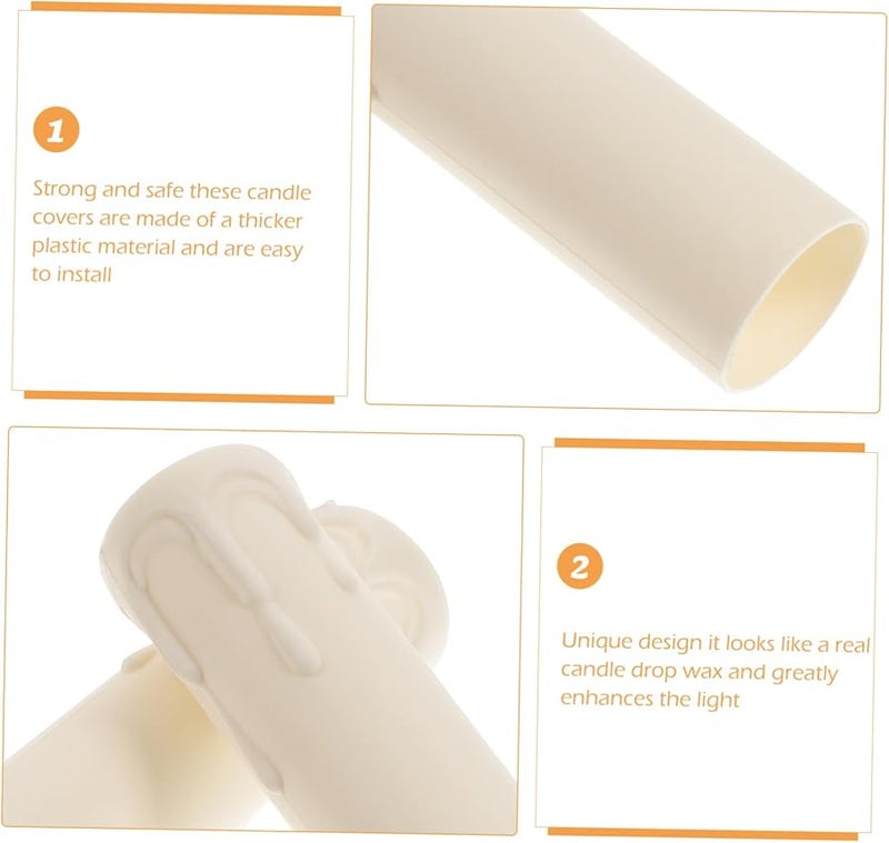 White Candle Sleeves 20 Pcs Chandelier Holders Durable Socket Tubes Covers - Image 4