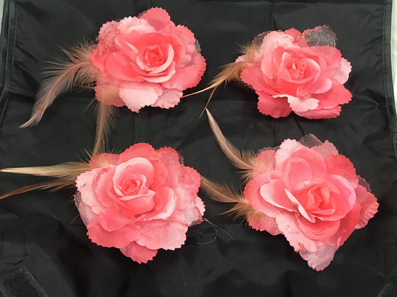 Evisha Fabric Artificial Flower (Pink, Big Size) - 4 Pieces - Image 5