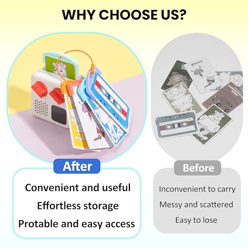 Viotiin 10Pcs Reusable Plastic Card Holder for Yoto Cards with 3 Ring Loops Portable Card Holder for Yoto Mini Player Audio Cards for Kids Travel Carrier Yoto Accessory Organizer Storage Set - Image 4