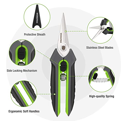 WORKPRO Garden Pruning Shears 2 Pack, 8" Bypass Pruning Shears and 6.25" Straight Garden Scissors, Premium Plant Shears, Garden Clippers Hand Tools for Cutting Flowers, Trimming Plants, Picking Fruits - Image 4