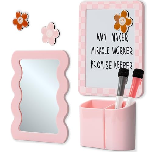 ZICOTO Stylish Locker Accessories Kit for Girls - Includes Mirror, Whiteboard, Pen Holder, Cute Flower Magnets & Marker Set - All-in-One School Locker Decor & Organizer Set to Brighten Up Your School Day - Image 1