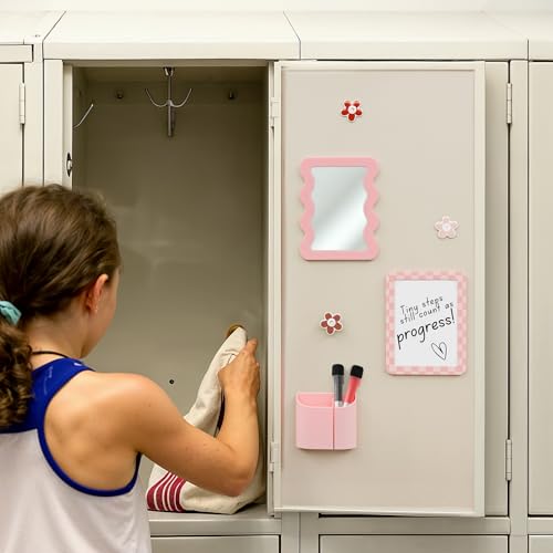 ZICOTO Stylish Locker Accessories Kit for Girls - Includes Mirror, Whiteboard, Pen Holder, Cute Flower Magnets & Marker Set - All-in-One School Locker Decor & Organizer Set to Brighten Up Your School Day - Image 5