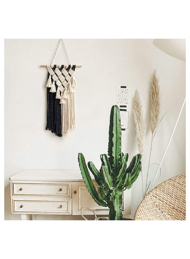 Antikiano Macrame Wall Hanging & Wall Decor.New Bohemian Style 58x33 cm - Black/off white - Image 2