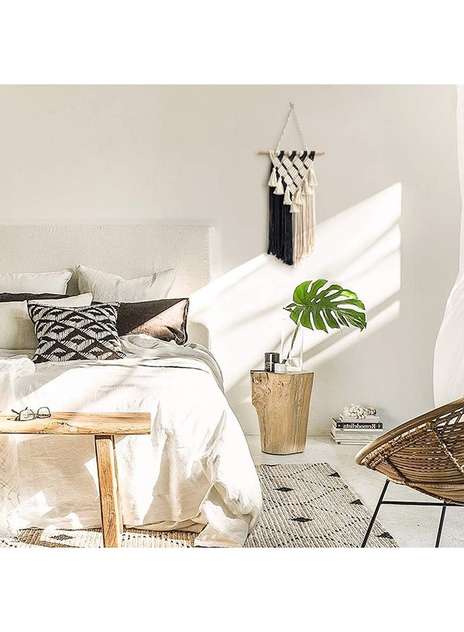 Antikiano Macrame Wall Hanging & Wall Decor.New Bohemian Style 58x33 cm - Black/off white - Image 4