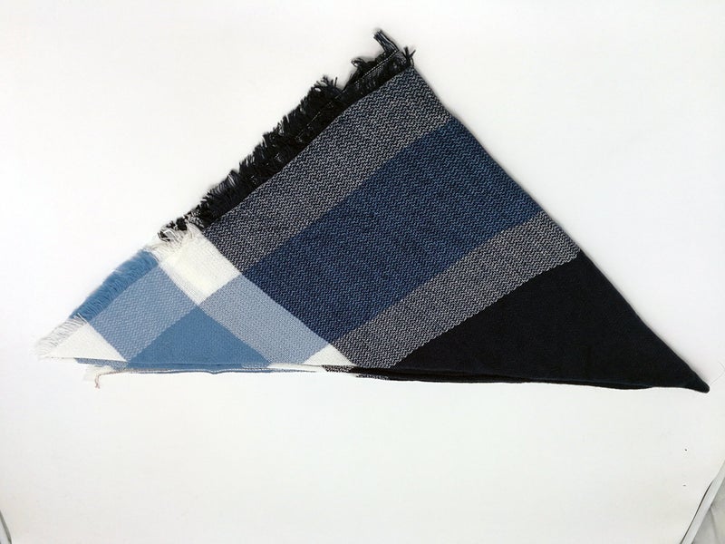 Wander Agio Womens Warm Scarf Triangle Shawls Large Scarves Stripe Plaid Fichu Blue Navy Cyan 2 - Image 4