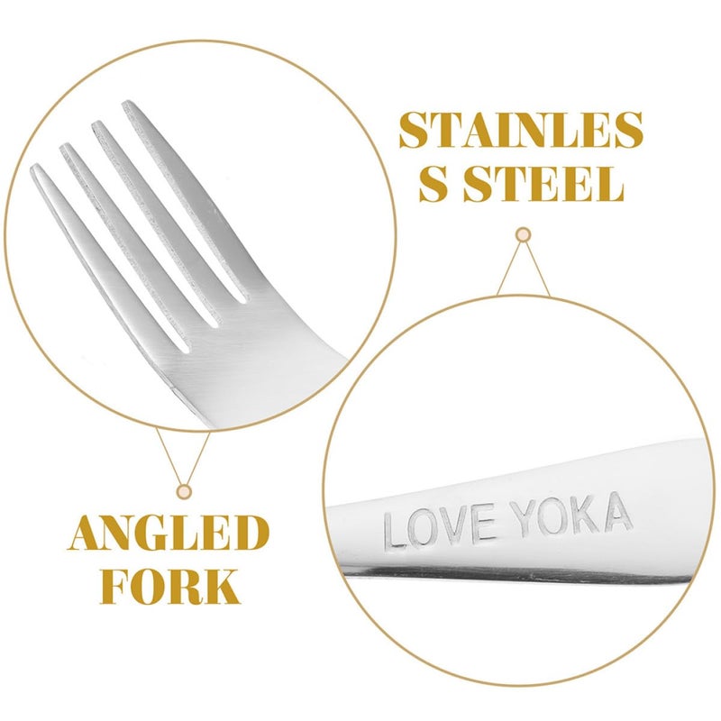 Ergonomic Curved Stainless Steel Feeding Forks 2 Piece Set for Elderly and Bedridden Patients - Image 4