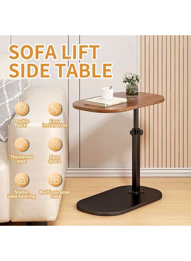 Generic - 360° Rotating Side Table, C Tray Table with 45-80cm Height Adjustment, Waterproof Coffee Table, Suitable for Reading, Working, Drinking Coffee in the Living Room or Bedroom - Image 1