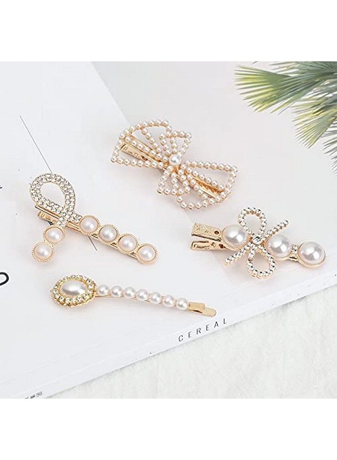 Ngel 4Pcs Pearl Hair Clip; Hair Pins; Hair Barrettes Styling Hair Accessories; Elegant Pearl Hair Pins For Women & Girls - Image 1