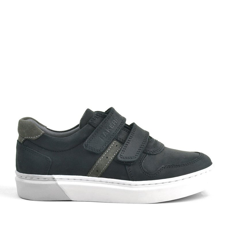 Rakerplus Raker Plus Boys' Genuine Leather Velcro Strap Sneakers in Black - Image 3