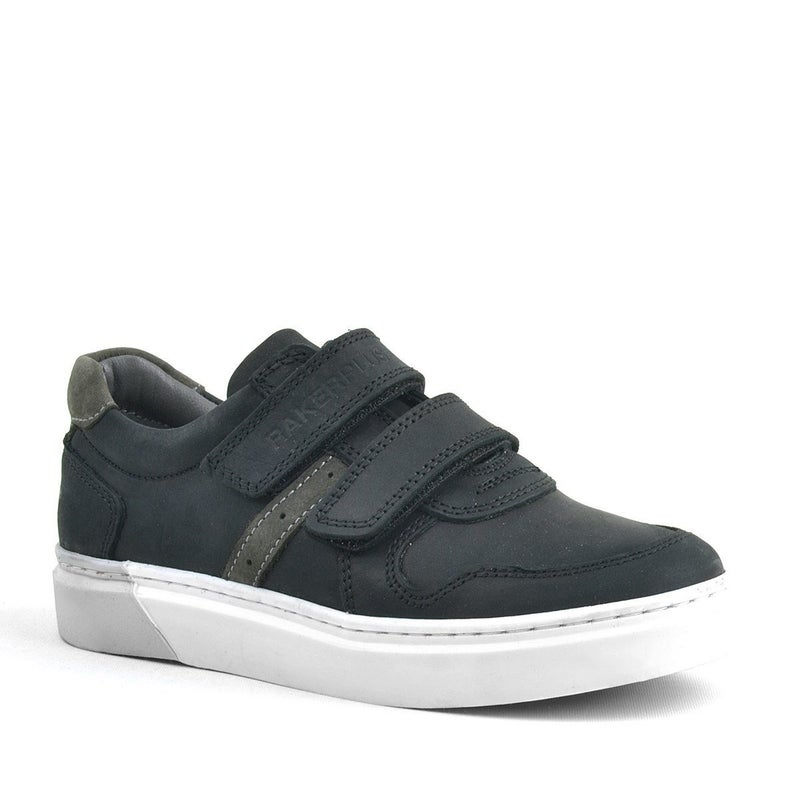 Rakerplus Raker Plus Boys' Genuine Leather Velcro Strap Sneakers in Black - Image 1