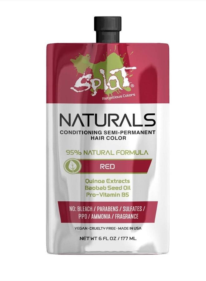 SPLAT Naturals, Semi-Permanent Red Hair Dye : 100% Vegan, Cruelty-Free, No Bleach Required, Free of Ammonia, PPD, Parabens & Sulfates - 6 Oz - Image 1