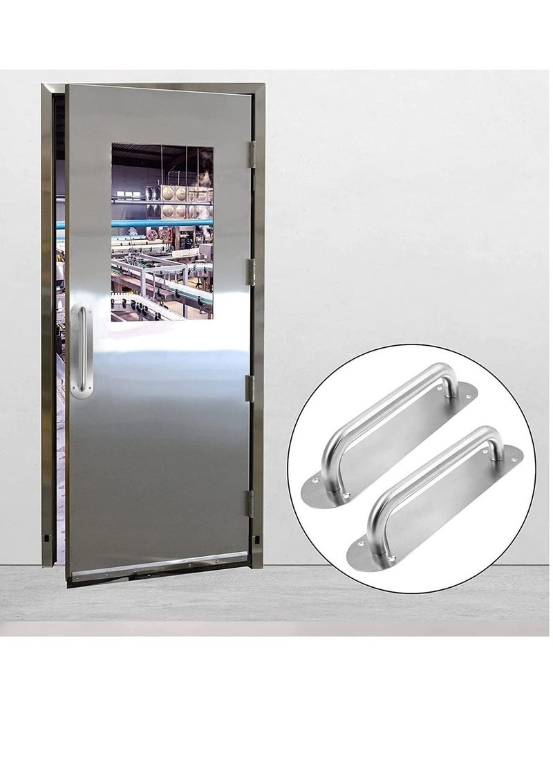 SYOSI - Door Handles, Pull Push Handles with Back Plate, Sliding Silver Handle Set for Gate Cabinet Cupboard Barn Shed Toilet Door, Heavy Duty Hardware(2 Pcs) - Image 1