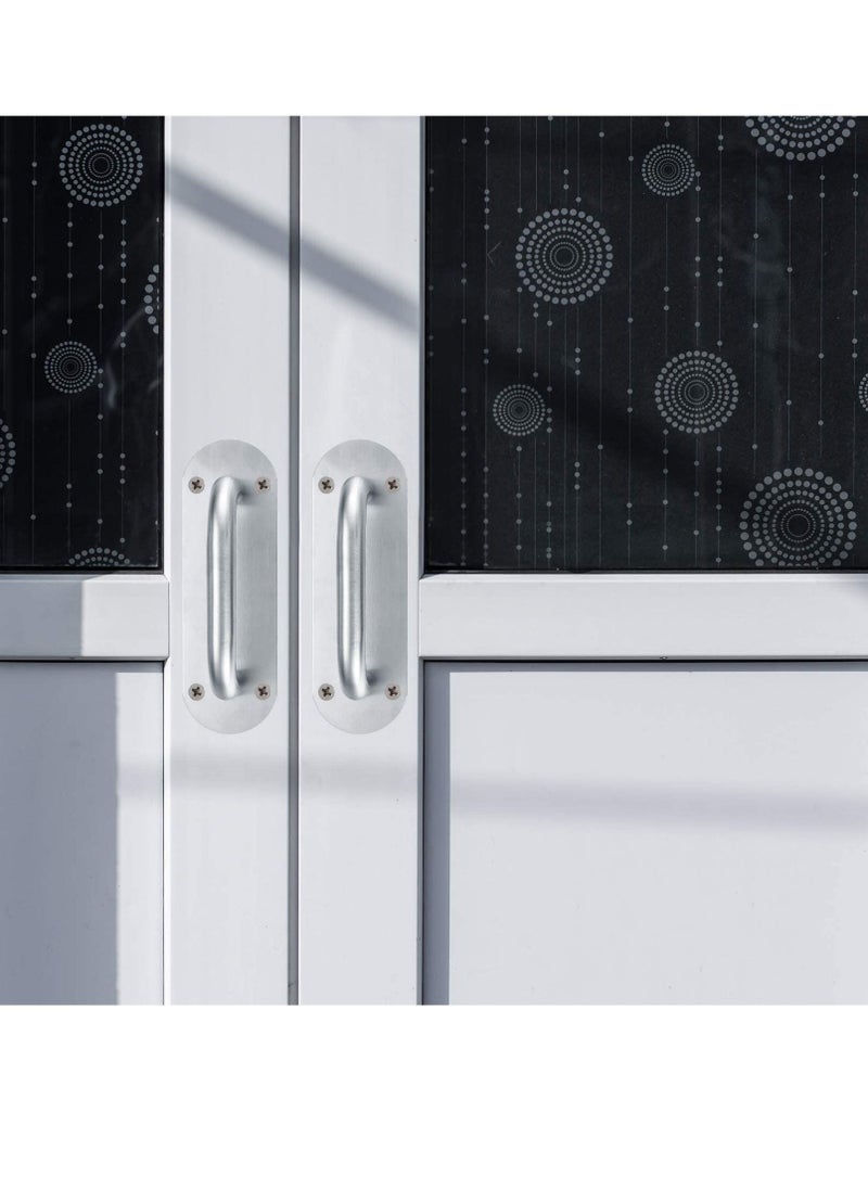 SYOSI - Door Handles, Pull Push Handles with Back Plate, Sliding Silver Handle Set for Gate Cabinet Cupboard Barn Shed Toilet Door, Heavy Duty Hardware(2 Pcs) - Image 1