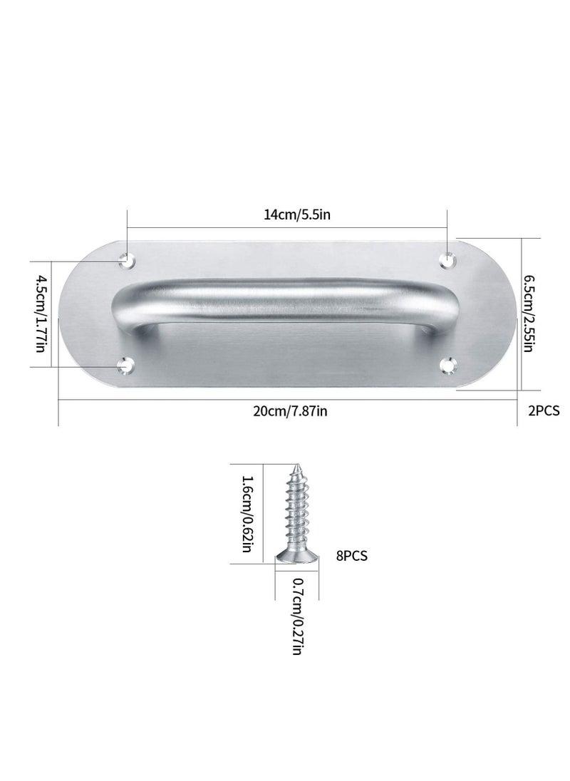 SYOSI - Door Handles, Pull Push Handles with Back Plate, Sliding Silver Handle Set for Gate Cabinet Cupboard Barn Shed Toilet Door, Heavy Duty Hardware(2 Pcs) - Image 1