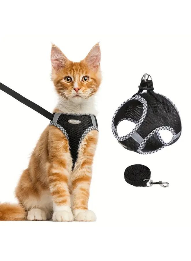 Pink Reflective Cat Harness Adjustable Strap Comfortable Safety Vest For Walking - Image 2