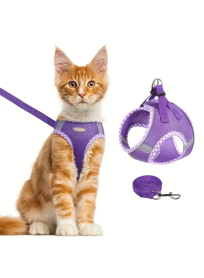 Pink Reflective Cat Harness Adjustable Strap Comfortable Safety Vest For Walking - Image 5