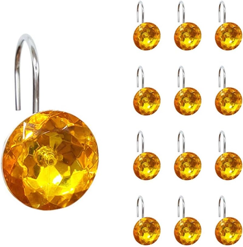 12 Pcs Bling Rhinestones Shower Curtain Hooks Bathroom Rolling Hooks