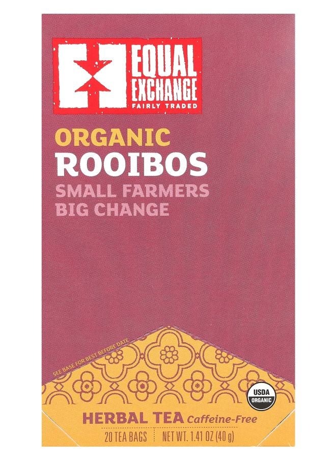 Equal Exchange Herbal Tea Organic Rooibos Caffeine Free 20 Tea Bags 1.41 oz (40 g)
