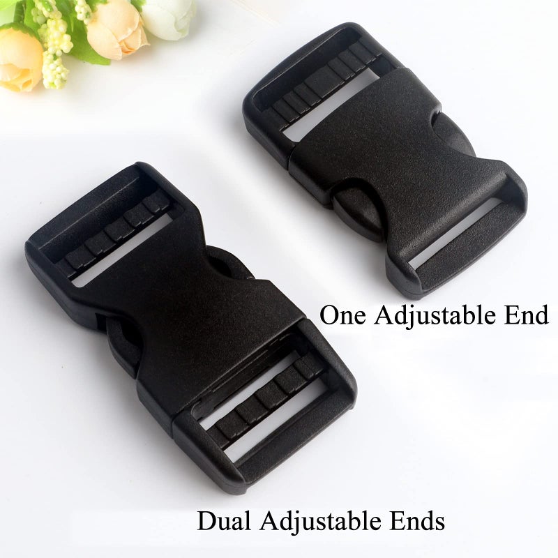 BEAULEGAN BEAULEGAN Plastic Buckles 2 Inch (Pack of 4) - Quick Side Release for Luggage Straps, Pet Collar, Backpack Repair, Dual Adjustable Ends, Black  - Image 3