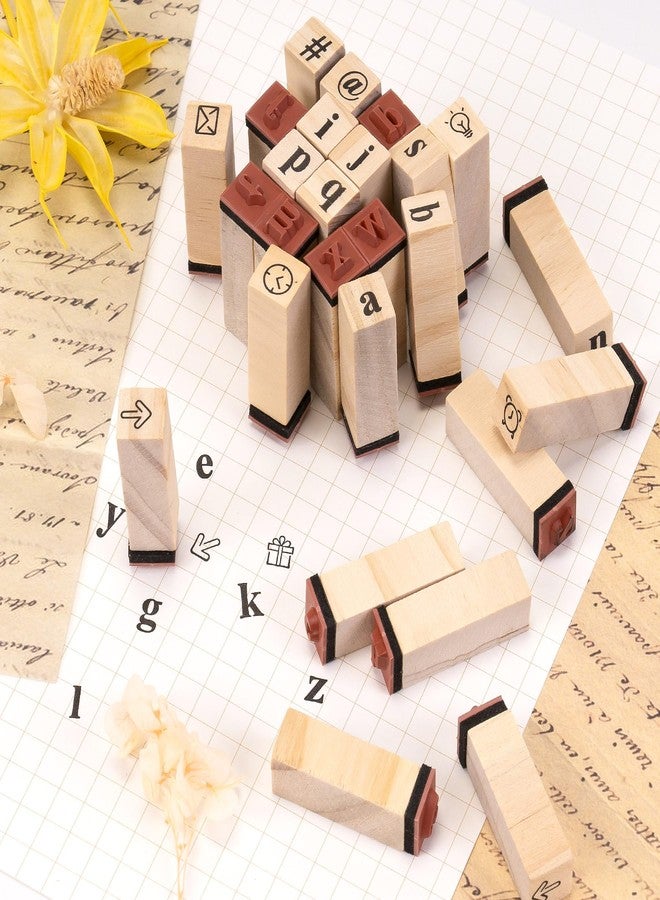 Toptime Letter Stamps, 40 Pieces Alphabet Stamps with Ink Pad, Lowercase Wooden Rubber Stamps for Crafting, Mini Symbols Stamps Set for DIY Card Making, Journaling, Scrapbooking Supplies - Image 2