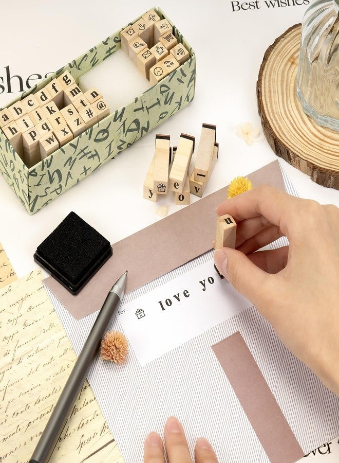 Toptime Letter Stamps, 40 Pieces Alphabet Stamps with Ink Pad, Lowercase Wooden Rubber Stamps for Crafting, Mini Symbols Stamps Set for DIY Card Making, Journaling, Scrapbooking Supplies - Image 4