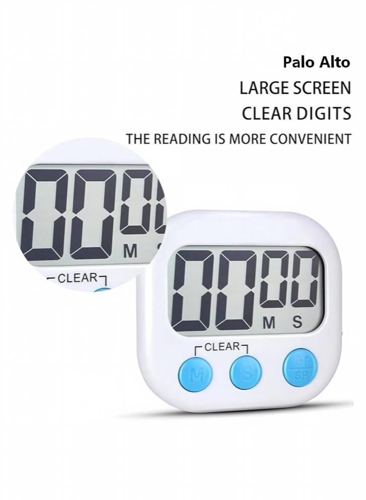 Palo Alto Large Digital Kitchen Timer for Cooking, Loud Alarm Magnetic Cooking Timer with Big Digits, Back Stand and Hanging Hole for Baking, Classroom, Study, Exercise and Home Use, White - Image 1