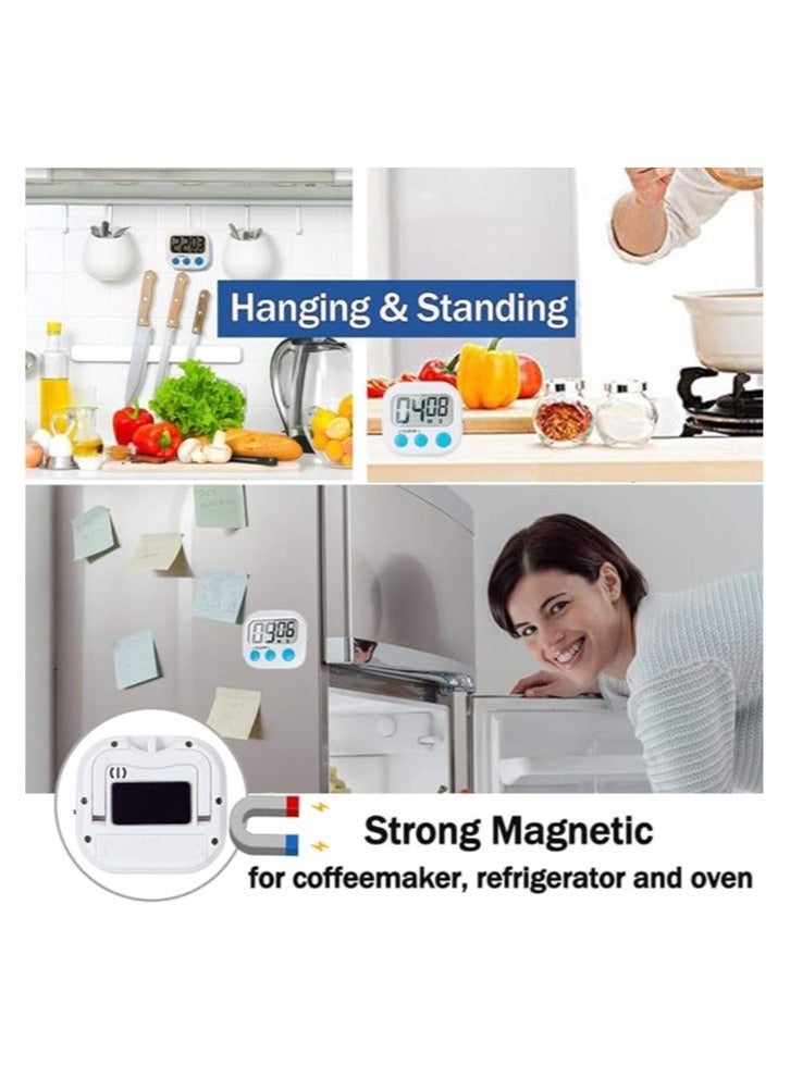 Palo Alto Large Digital Kitchen Timer for Cooking, Loud Alarm Magnetic Cooking Timer with Big Digits, Back Stand and Hanging Hole for Baking, Classroom, Study, Exercise and Home Use, White - Image 3